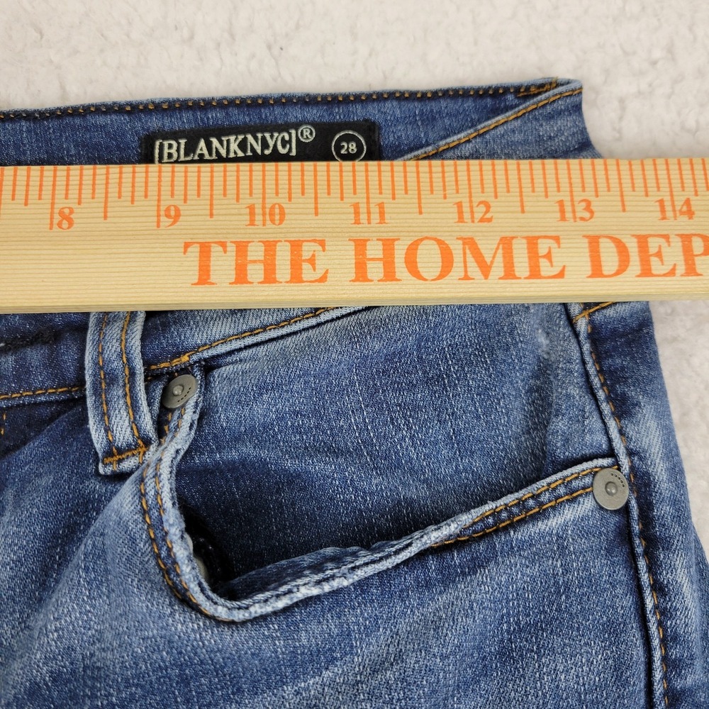 Blank NYC The Bond Mid Rise Skinny Jeans Womens 28 Blue Distressed Stretch Denim - Picture 3 of 11